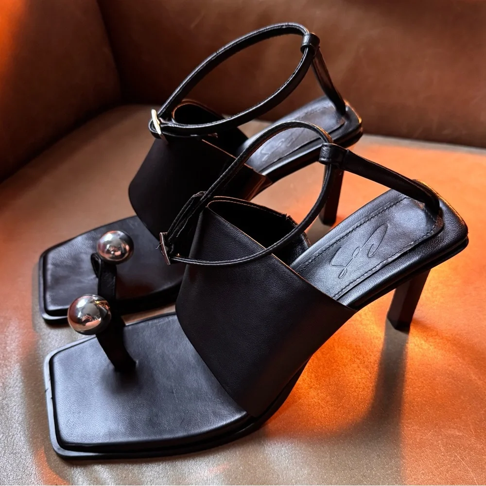 COS Atelier Sphere Heeled Sandals w Silver Accents 90s designer quiet luxury NWB - Picture 1 of 15